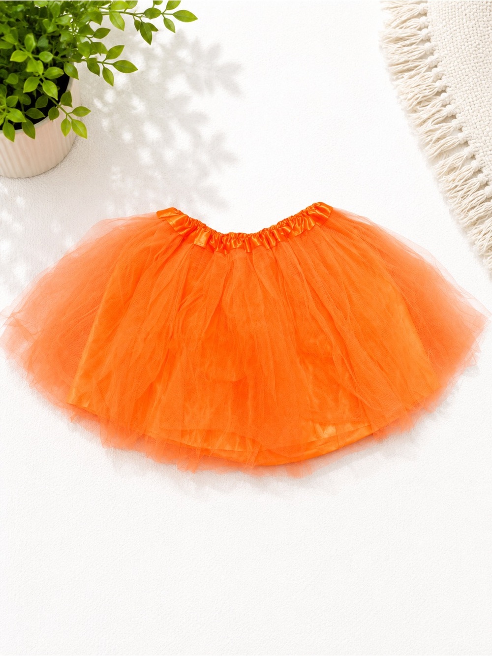Neon Orange Tulle Tutu Skirt Costume Dance Halloween Adult One Size